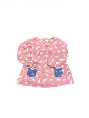 Baby Boden Girls Pink Bunny Animal Print Cotton Knit A-Line Dress 12-18M